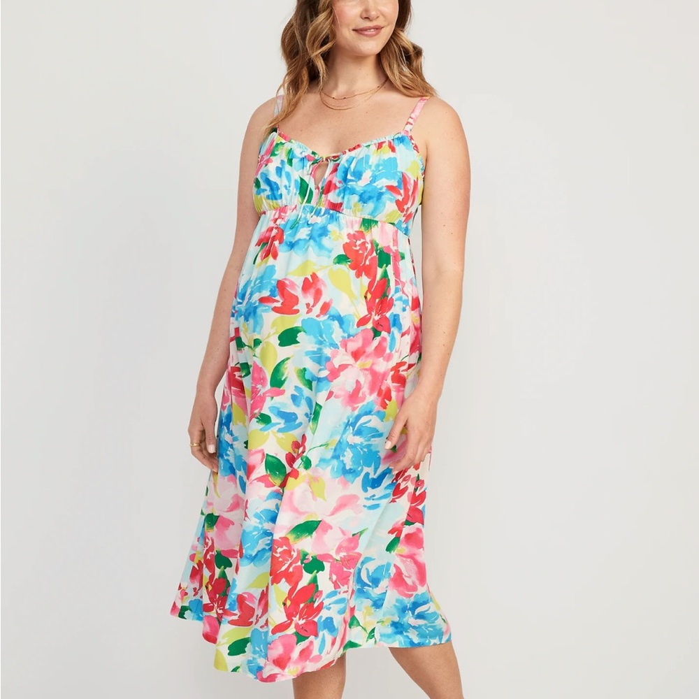 Old navy Maternity Fit & Flare Sleeveless Floral Midi Dress XS NWT